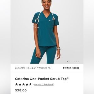 Figs - Catarina scrub top - Caribbean blue XS